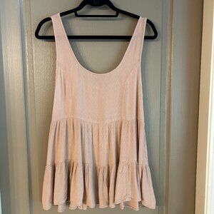 American Eagle Beige Textured Tiered Tank Top M | Boho Knitwear Summer Style